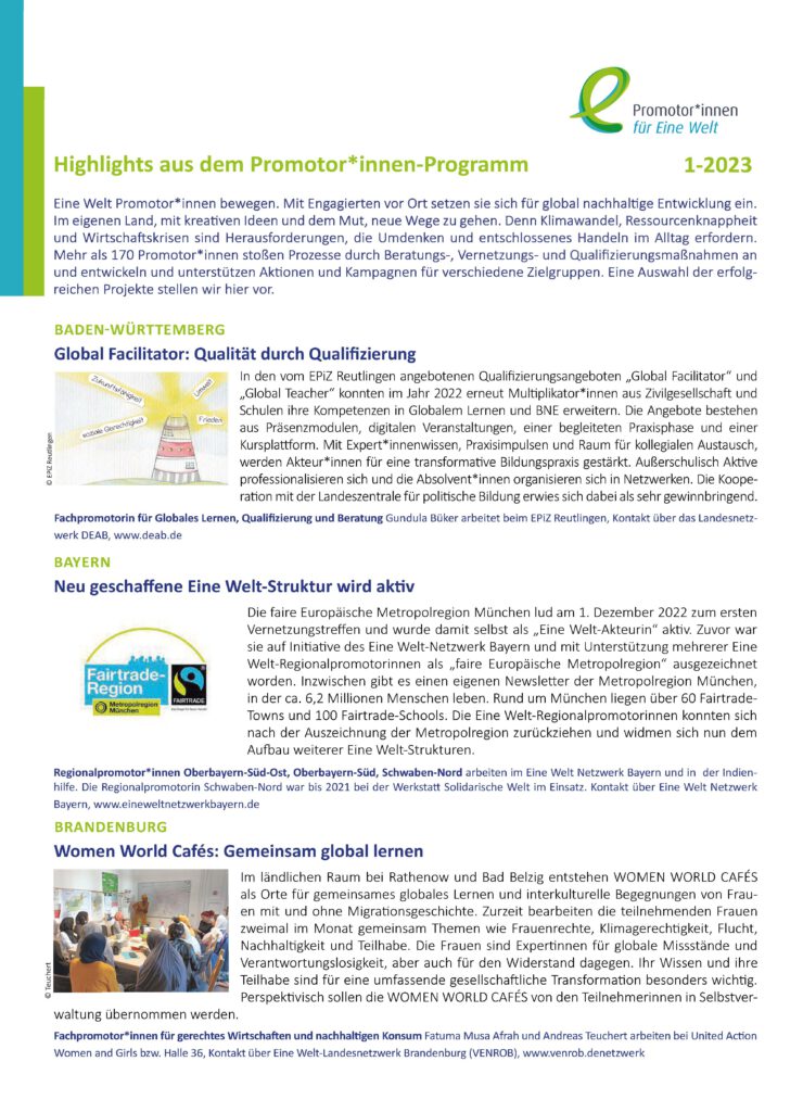 Highlights aus dem Promotor*innen-Programm 1-2023