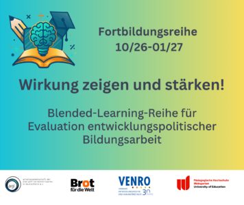 Jetzt Platz sichern: Anmeldung zur Blended-Learning-Reihe für Evaluation entwicklungspolitischer Bildungsarbeit